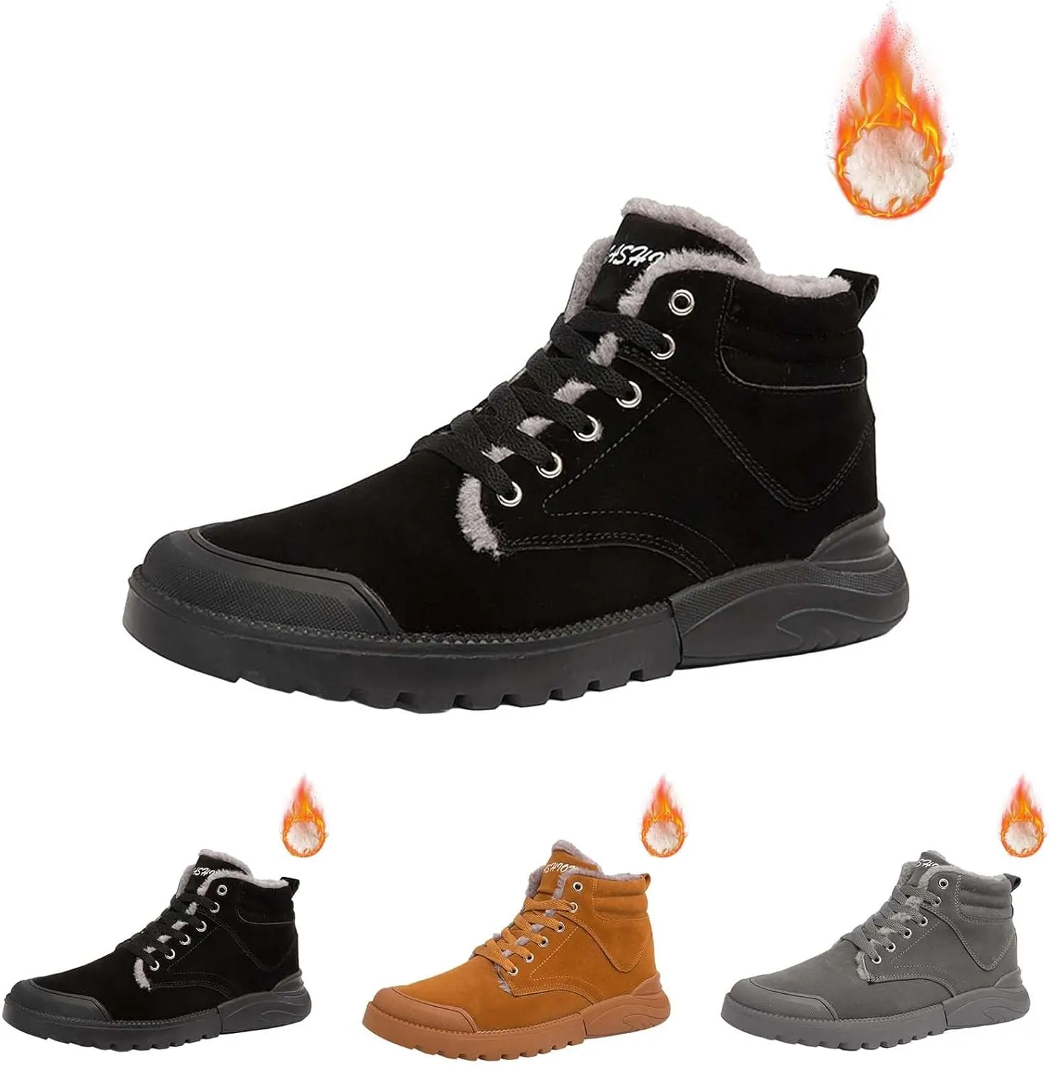 Work Boots for Men Waterproof Hiking Sneakers Zip Up Fur Lined Women's Safety Shoes Food Service Outdoor Botas Waterproof Soft Toe Work Hike Grounded Footwear