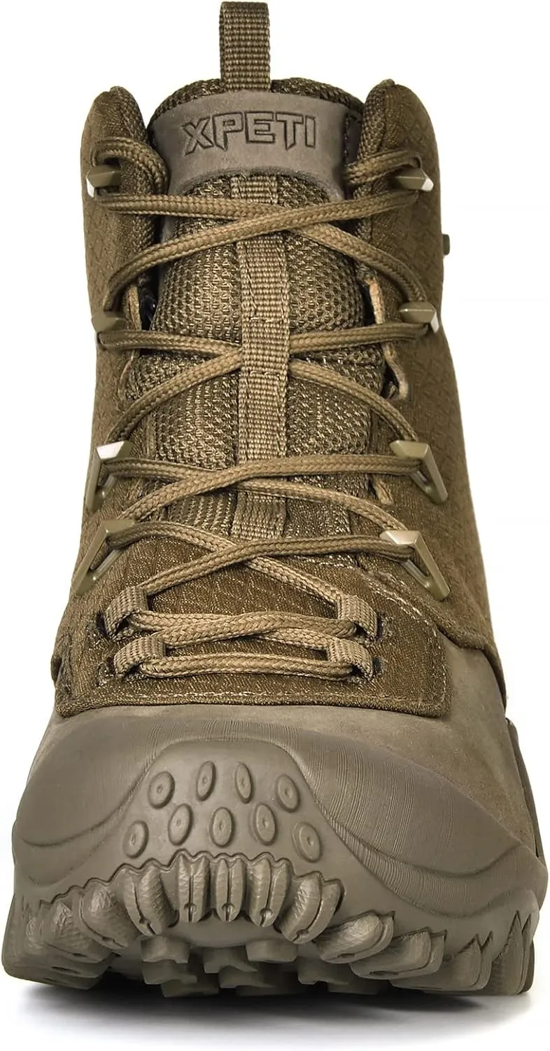 XPETI Mens Bravo Leather Waterproof Military Tactical Boot