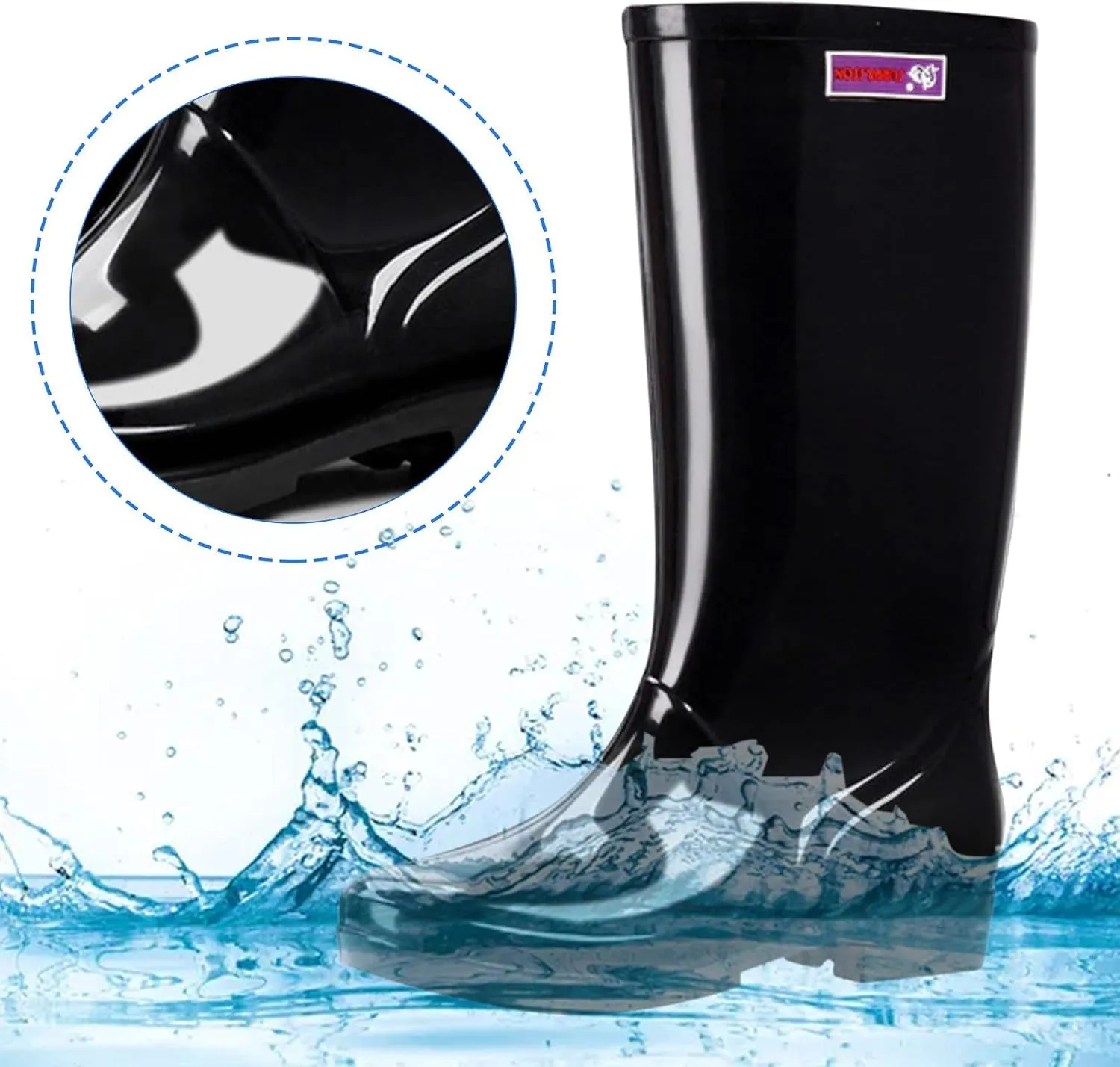 ZHOUYF Women Waterproof Rubber Rain Shoes PVC Non-Slip Garden Shoes Work Ankle Boots Mid Calf Rain Boots Outdoor Car Wash Footwear