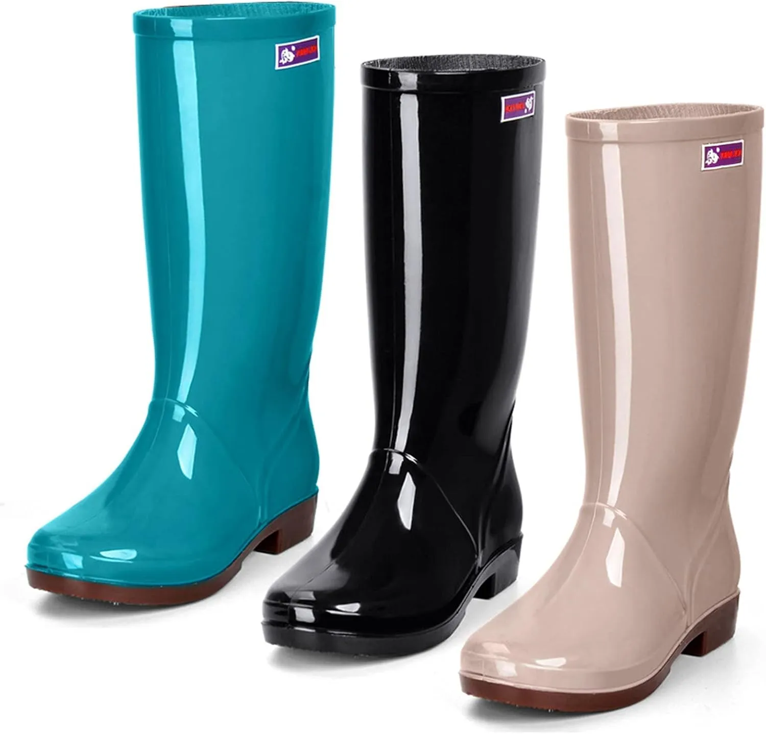 ZHOUYF Women Waterproof Rubber Rain Shoes PVC Non-Slip Garden Shoes Work Ankle Boots Mid Calf Rain Boots Outdoor Car Wash Footwear