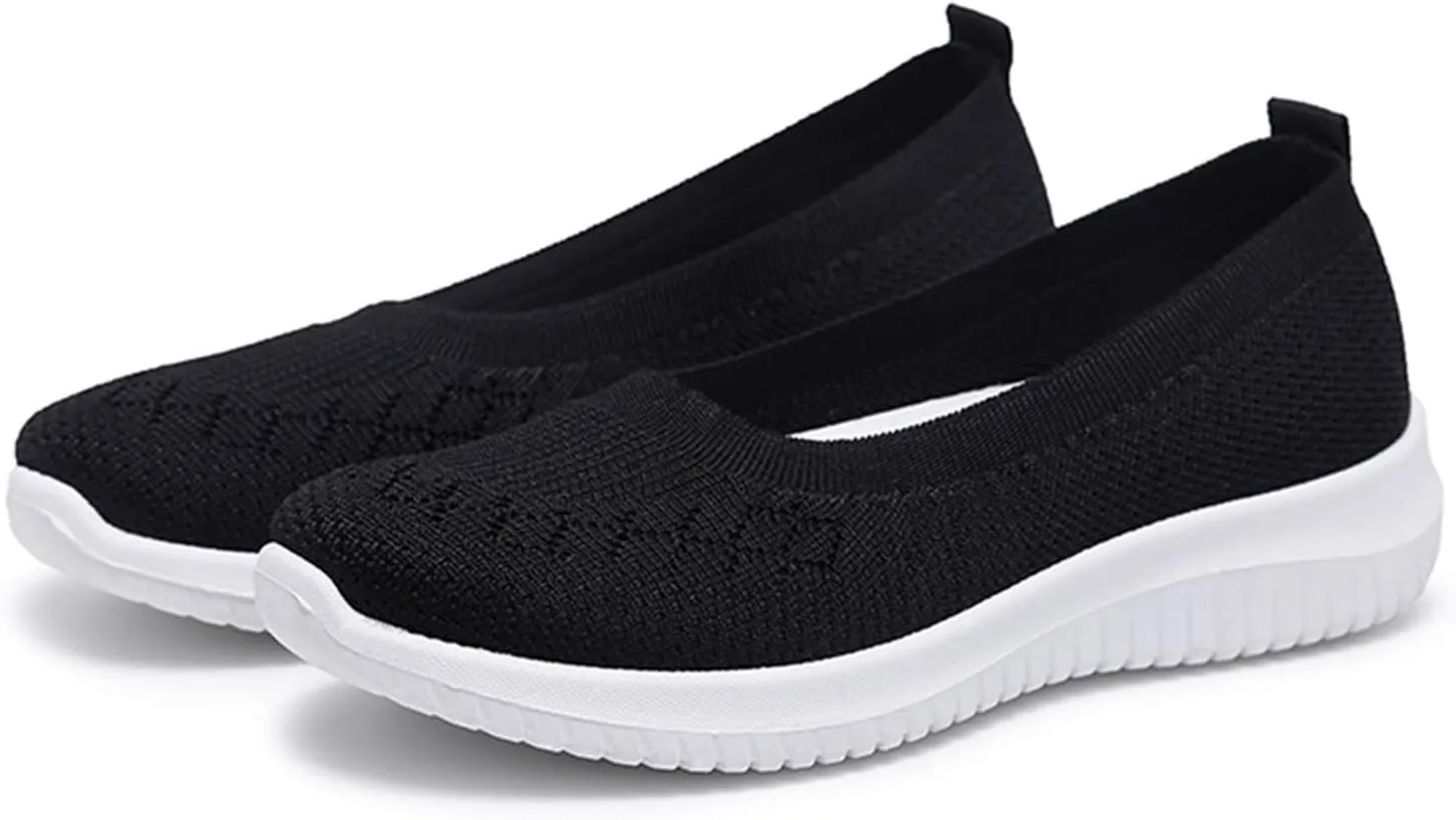 ZWRXW Sneakers for Women Walking Shoes Slip On Sneakers Non Slip Walking Breathable Mesh Work Casual Lightweight Tennis Workout Shoes Orthopedic Breathable Soft Shoe