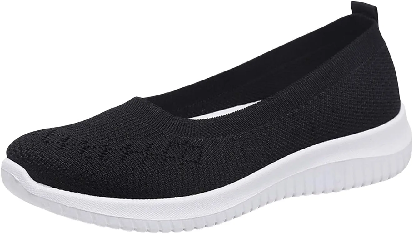 ZWRXW Sneakers for Women Walking Shoes Slip On Sneakers Non Slip Walking Breathable Mesh Work Casual Lightweight Tennis Workout Shoes Orthopedic Breathable Soft Shoe